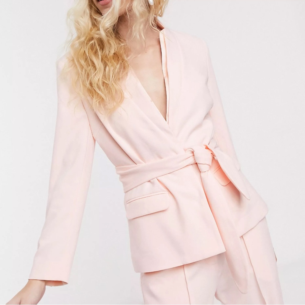 nwot notes du nord pink belted blazer